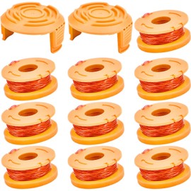 Sumalon 12 Pack Trimmer Spool Line for Worx, 10ft 0.065” WA0010 Replacement Trimmer Line Spools, Edger Spools Compatible with Worx String Trimmers(10 Line Spools, 2 Spool Cap)