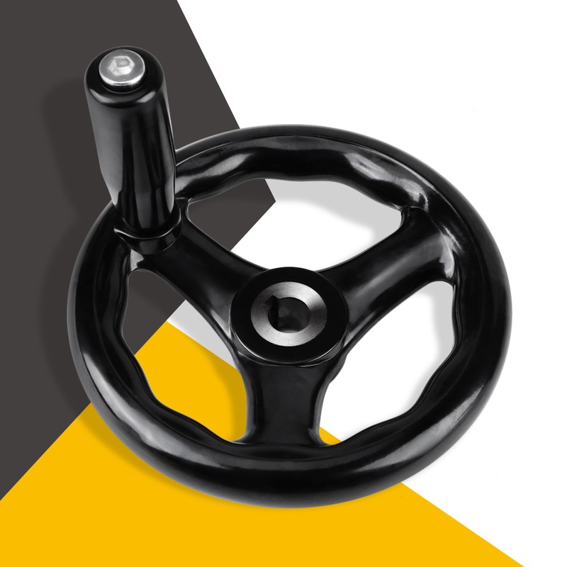 1PC 12*125mm Black Round 3 Spoke Hand Wheel for Lathe