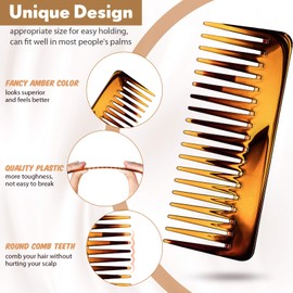Large Hair Detangling Comb Wide Tooth Comb for Curly Hair Wet Dry Hair, No Handle Detangler Comb Styling Shampoo Comb (Brown)