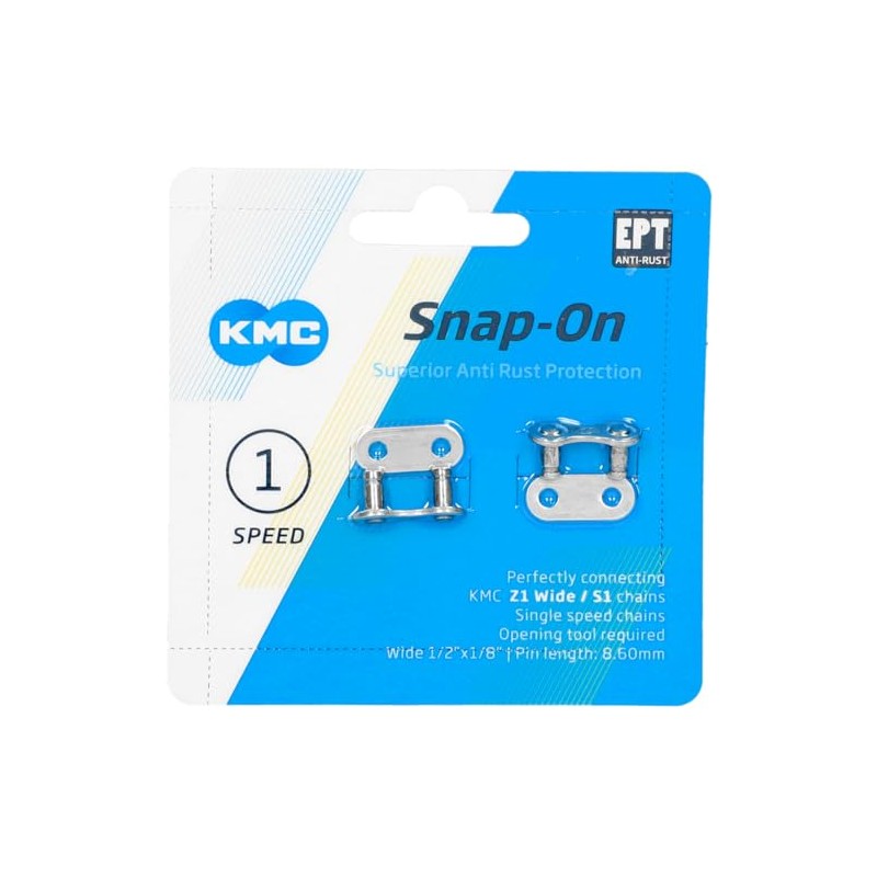KMC Snap-On EPT Single Speed Chain Joining Links, Dark Silver,