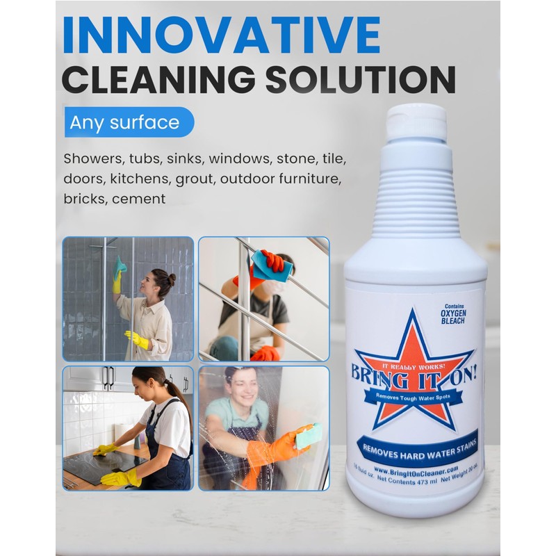 Bring It On Cleaner Hard Water Stain Remover for Glass,