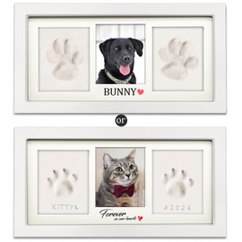 MYPAWLETS Paw Print Kit for Dog Cat,Pet Paw Print Impression Kit with Customization Tools,Pawprint Keepsake,Soft&Uncrackable Pawprint Clay,One Dog Memorial Frame 2 Display Mats,Dog Lover Gifts-White