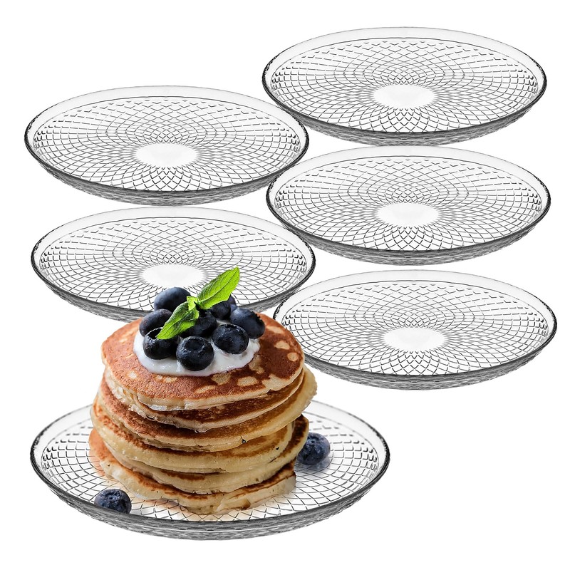 KADAX Glasteller 17.5 cm, 6er Set, Runder Teller aus Klarglas,