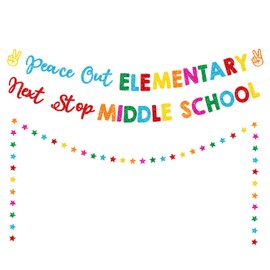 Goodbye Elementary Next Stop Middle School Banner for 5TH Grade Graduation Decorations 2025,Elementary Graduation Decorations,5TH Grade Graduation Banner,Last Day of Elementary 5th Grade Decor POE-NM