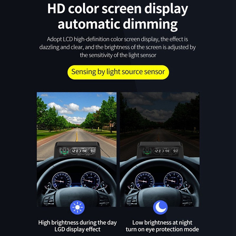 Carbon Fiber Style HUD HeadUp Display Slope Meter Overspeed Water