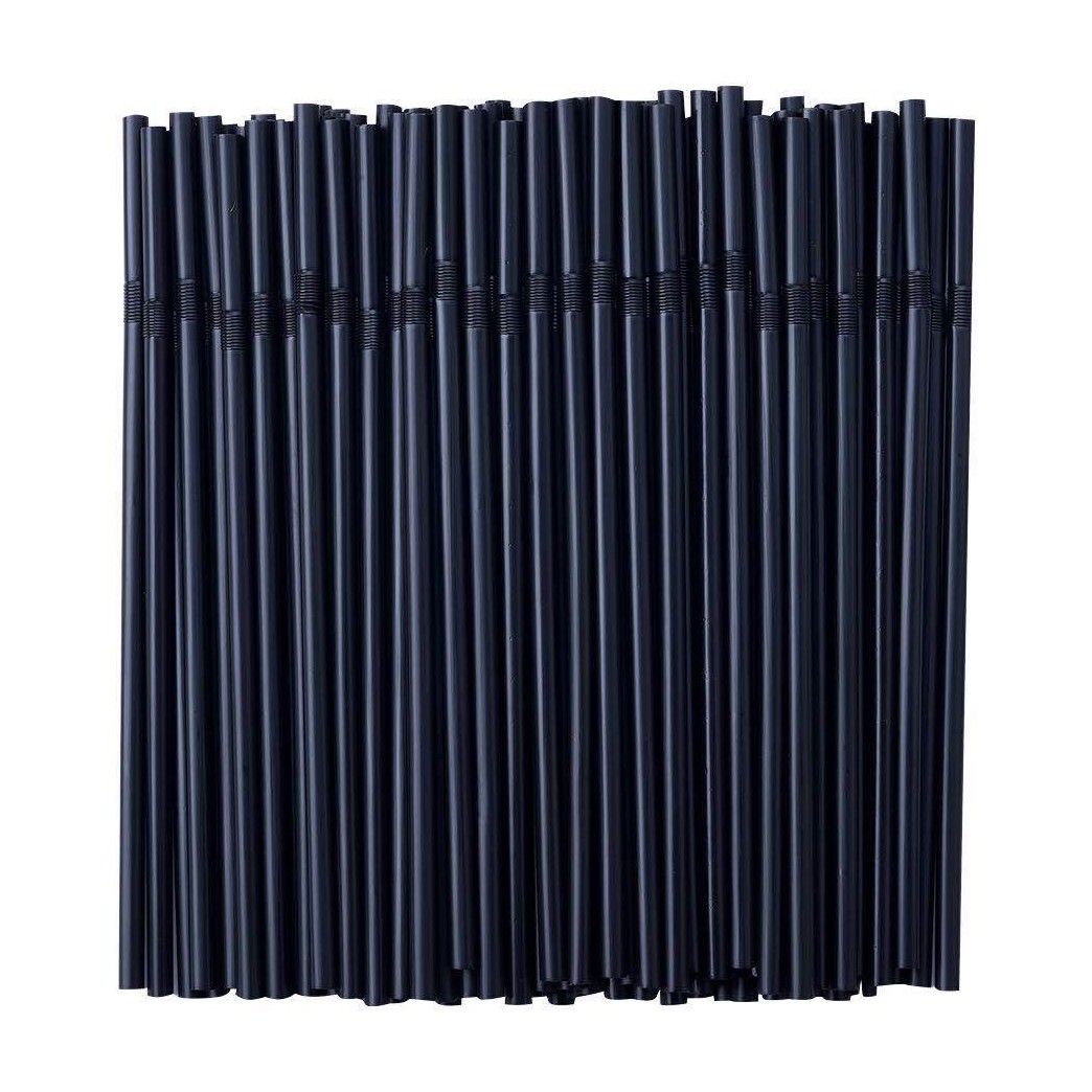 500 Pcs Black Disposable Plastic Flexible Straws.(0.23'' diameter and 7.7" long)