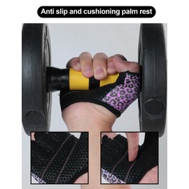 KUTOOK Weight Lifting Gloves for Women Gym Workout Gloves with Palm Protection & Extra Grip Breathable Exercise Gloves for Men Fitness Pink & Purple Leopard S