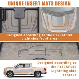 TripleAliners Compatible with Ford F150 F150 Lightning Fit OEM Safe Vault Console Organizer Insert Tray 2021-2023(Only Fit If You Installed OEM Console Safe Vault) (Leather Retro Grey)