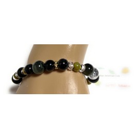 Limited Time August (Malline Marine) Natural Stone Power Stone Bracelet Evil Protection Work Luck Charm Cat Eye Green Eagle Eye Tiger Eye (Black, Blue) Peridot Natural Crack Crystal, Inner Diameter: