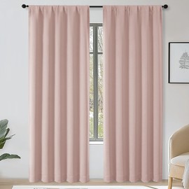OWENIE Sally Blush Pink Light Filtering Curtains 84 Inches Long 2 Panels Set for Bedroom Living Room, Solid Soft Insulated Privacy Window Treatment Drapes, 2 Pcs Each W50 x L84 Inch, Blush