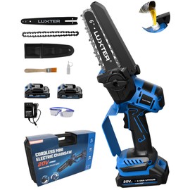 LUXTER Mini Chainsaw 8 inch & 6 inch Brushless Hand Held Cordless Chain Saw with 2 x 4.0Ah Battery 2-in-1 Electric Chainsaw for Trees Trimming Wood Cutting Perfect Gardening Tools for Men Dad Husband