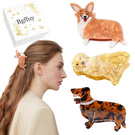 Bgffuy Dog Hair Claw Clips for Women，Dachshund Corgi Golden Retriever Dog Animal Hair Clips ，Cute Non-Slip Hair for Girls 3Pcs