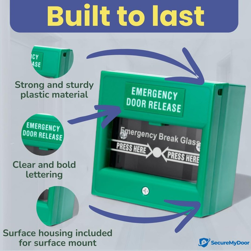 SecureMyDoor Emergency Door Release Break Glass Call Point | Green