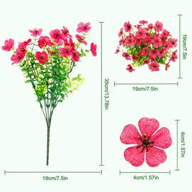 FGSAEOR Artificial Flowers Faux Plants Outdoor(12 Bundles), Fake Flowers Spring Decor, UV Resistant for Porch Patio Home Yard Garden Window Box Pot Planters (Red/Pink/Purple/Yellow)