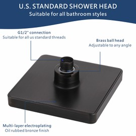Eolax High Pressure Rain Shower Head, High Flow Pressure Boosting Adjustable Rainfall Showerhead, Awesome Shower Experience Even At Low Water Flow, Oil Rubbed Bronze