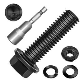 Marysino (10Sets) M10 Bolt x 35mm Flanged Hex Head Bolts, External Flange Hex Drive M8 Screws, Class 10.9 Black Zinc Plated Alloy Steel Metric M10x1.5 Bolts Kit
