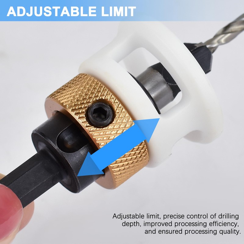 URHELP Countersink Drill Wood Set, Countersink with Countersink, Adjustable Depth