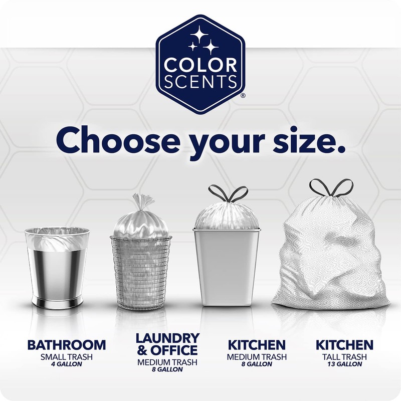 Color Scents Small Trash Bags - 4 Gallon, 80 Total