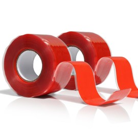 MEBMIK 2 Rolls 1IN X 10FT Grip Tape, Self Fusing Silicone Grip Wrap for Handles, No Adhesive, Red