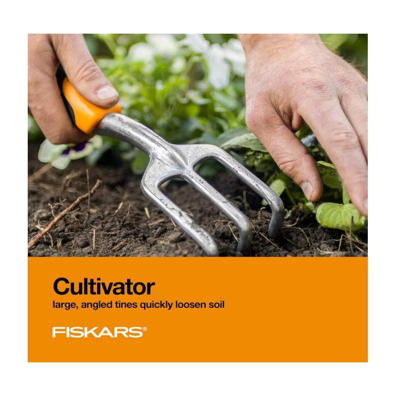 Fiskars 3-in-1 Garden Tool Set with Trowel, Transplanter & Cultivator,