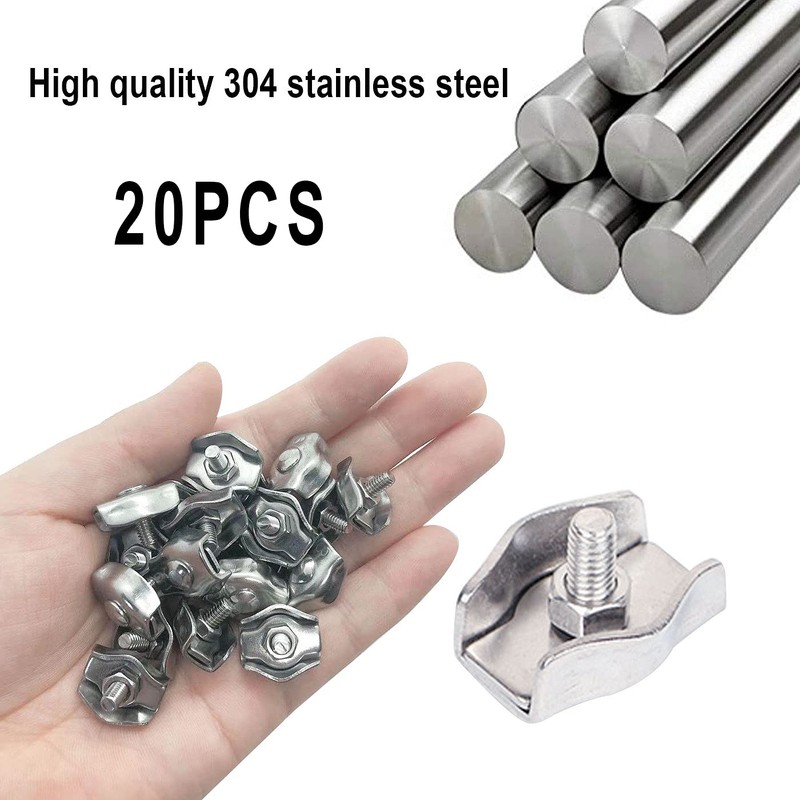 20 Pieces M3 Wire Rope Clip 304 Stainless Steel  Single