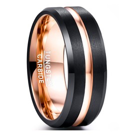 NUNCAD Men’s/Women’s Tungsten Carbide Ring, 4/6/8/10 mm, Fashion Jewellery, Wedding/Engagement Rings, Couple or Friendship Ring, Black, Blue, Gold, Rose Gold, Size 47–80 mm (15–25.4), Tungsten, No