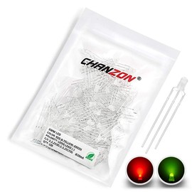 CHANZON 100 pcs 3mm Red & Yellow-Green Diffused LED Diode Lights Common Cathode(Frosted Round Bicolor) Bright Lighting Bulb Lamps Electronics Components Indicator Light Emitting Diodes