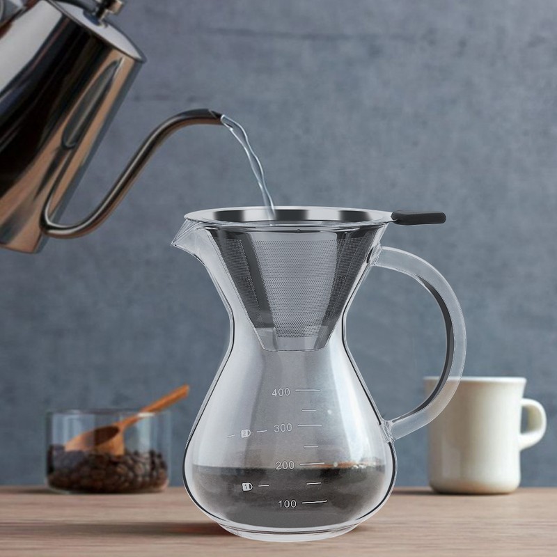 400ml Glass Hand Drip Coffee Maker Filter Pot with Scale
