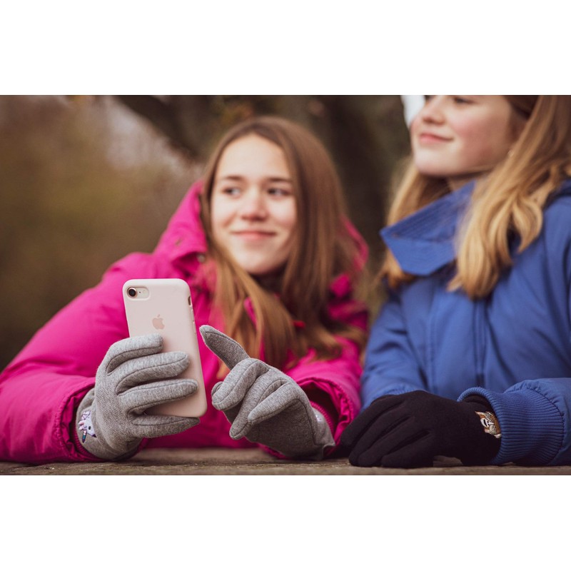 EEM Children's Knitted Gloves with Touchscreen Function and Emoji Embroidery,