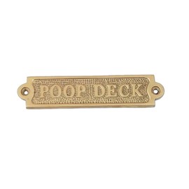 Brass Poop Deck Sign 6" - Solid Brass Wall Plaque - Novelty Sign