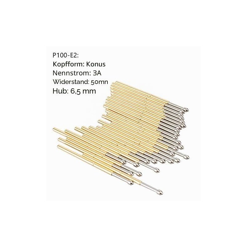 Pogo Pins, Pack of 100 P100-E2 Spring Contact with 1.5