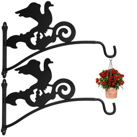 Garkup Wall Plant Hangers Hooks for Hanging Bracket Outdoor Decoration Hooks Black 16 Inch Anti Rust Metal Plants,Lights,Planters,Lanterns,Hanging Bird Feeders,Wind Chimes,Indoor