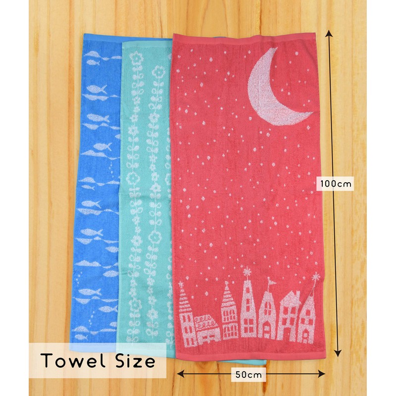 kosugizen Jacquard Fantasia Mini Bath Towel, 19.7 x 39.4 inches