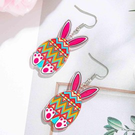 Olbye Bunny Earrings Cute Rabbit Earrings Dangle Drop Earring Animal Spring Holiday Easter Jewelry for Women (Easter Egg A)
