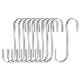 uxcell Stainless Steel S Hooks 3" Flat S Shaped Hook Hangers for Kitchen Bathroom Bedroom Storage Room Office Outdoor Multiple Uses 10pcs