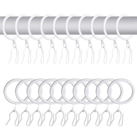 60 Pcs Metal Drapery Rings & Curtain Hooks, 30 mm Internal Diameter Hanging Rings for Curtains and Rods (White)