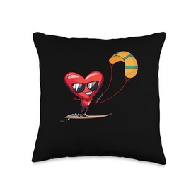 Valentine's Day Kiteboard Kitesurf Kiteboarding Kitesurfing Throw Pillow