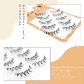 LASHIDOL False Eyelashes, Natural Eyelashes, Round of Eyes, Thin, Transparent Shaft, Handmade, Natural (Manga lash no.05)