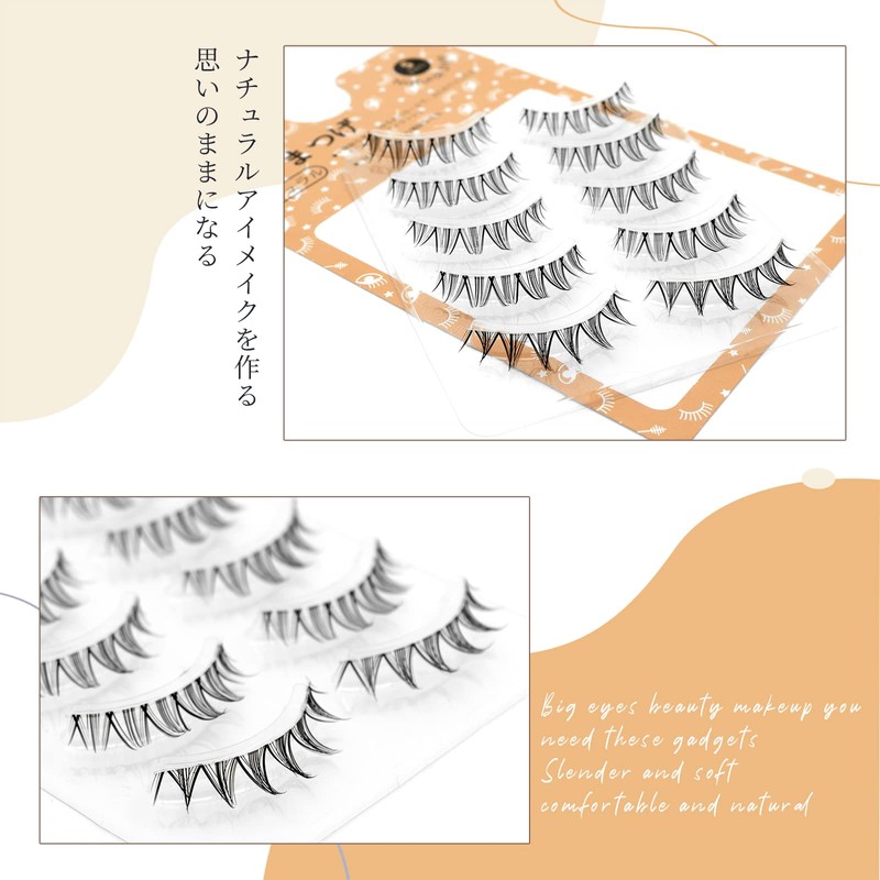LASHIDOL False Eyelashes, Natural Eyelashes, Round of Eyes, Thin, Transparent