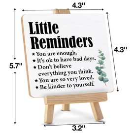 Inspirational Motivational Sign Positive Little Reminder Wood Sign with Easel Encouragement Wood Plaque Desk Decor