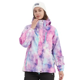 BGX Bluemagic Women's Ski Suit Windproof Waterproof Snowboard Colorful Printed Ski Snow Winter Jacket(L,PPL Glx)