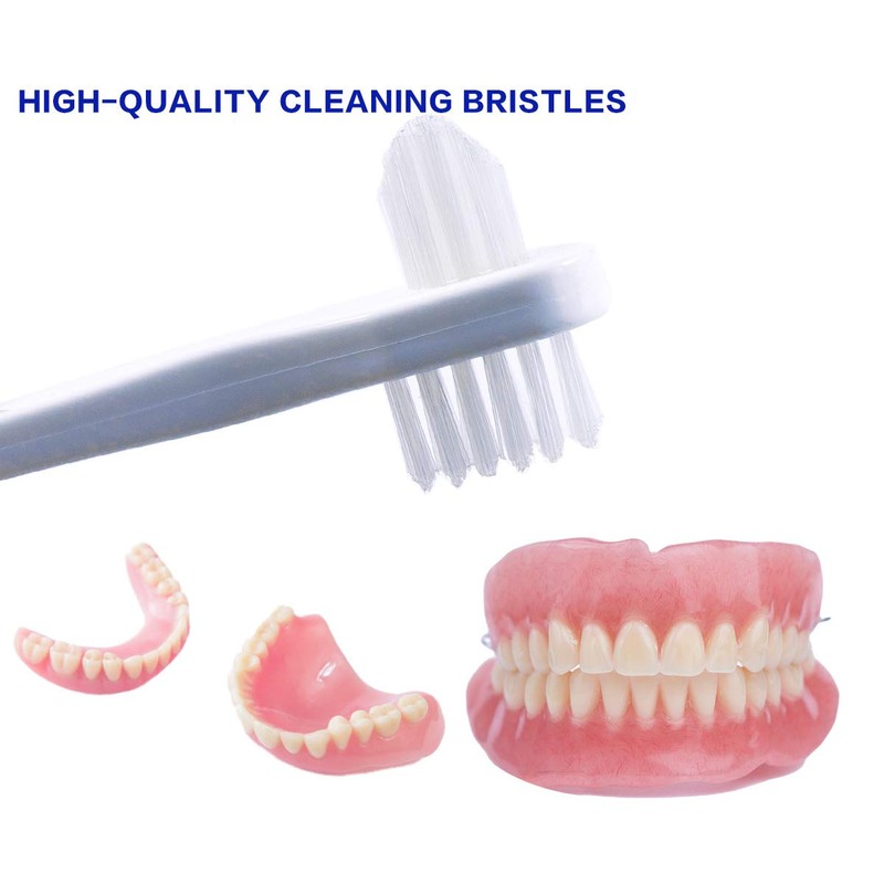 OASISGUEST Denture Cleaning Brush Set, T-Shaped Special Toothbrush, Hard Toothbrush,
