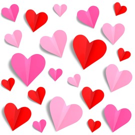 NOVWANG 120 PCS Valentines Day Wall Decorations, 3D Heart Red Rose Pink Valentine Wall Stickers Wall Decals, for Wedding Anniversary Party Bedroom Home Office Nursery Elementary Classroom Decor