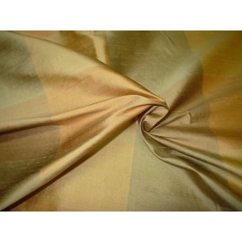 Plaid 3 YDS  100% SILK PLAID GOLDS CHECKS DUPIONI DRAPERY UPHOLSTERY FABRIC FOR LESS
