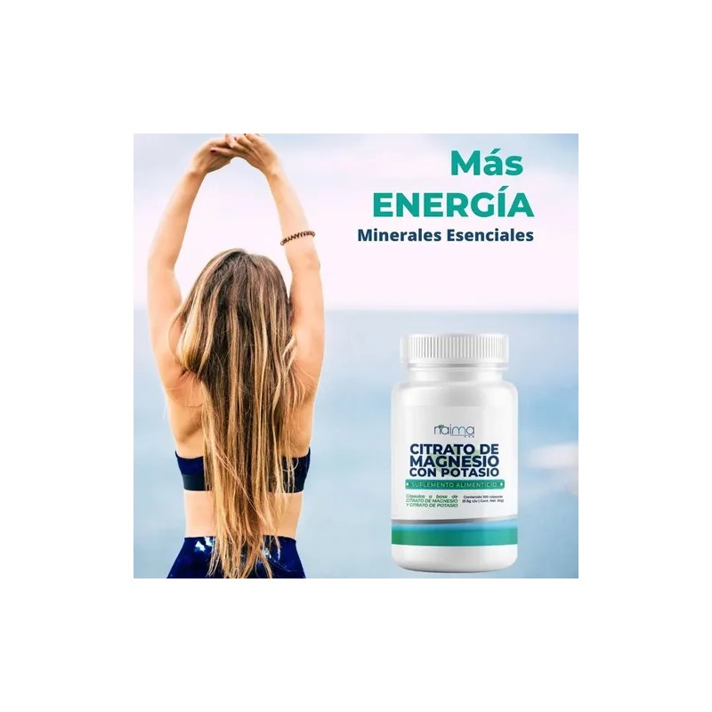 Citrato De Magnesio + Potasio 500mg - 100 Cápsulas Sabor
