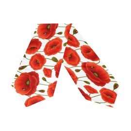 WOOR Double-Sided Poppy Flowers A Table Runner 13 x 90 Inches Long,Table Cloth Runner for Wedding Party Holiday Kitchen Dining Home Everyday Decor