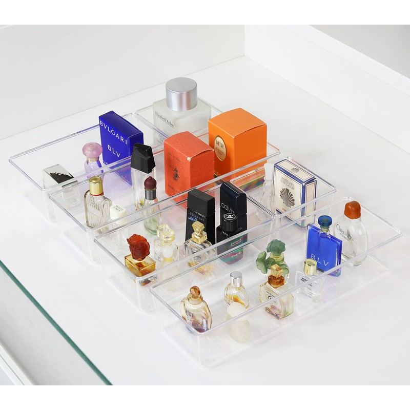 Simple Houseware Clear Drawer Organizer for Office Bin Desk Storage,