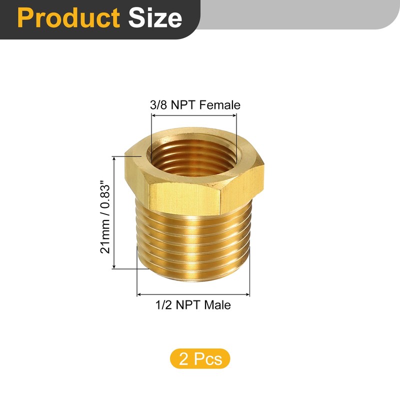sourcing map 2Pcs 1/2 NPT Male x 3/8 NPT Female