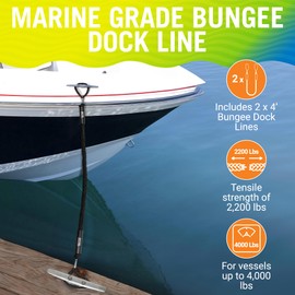 Paquete de 2 líneas elásticas para embarcaciones, línea de muelle elástica, accesorios para barcos, cuerda de barco de grado marino, accesorios de barco, línea de muelle para barco, motos acuáticas o