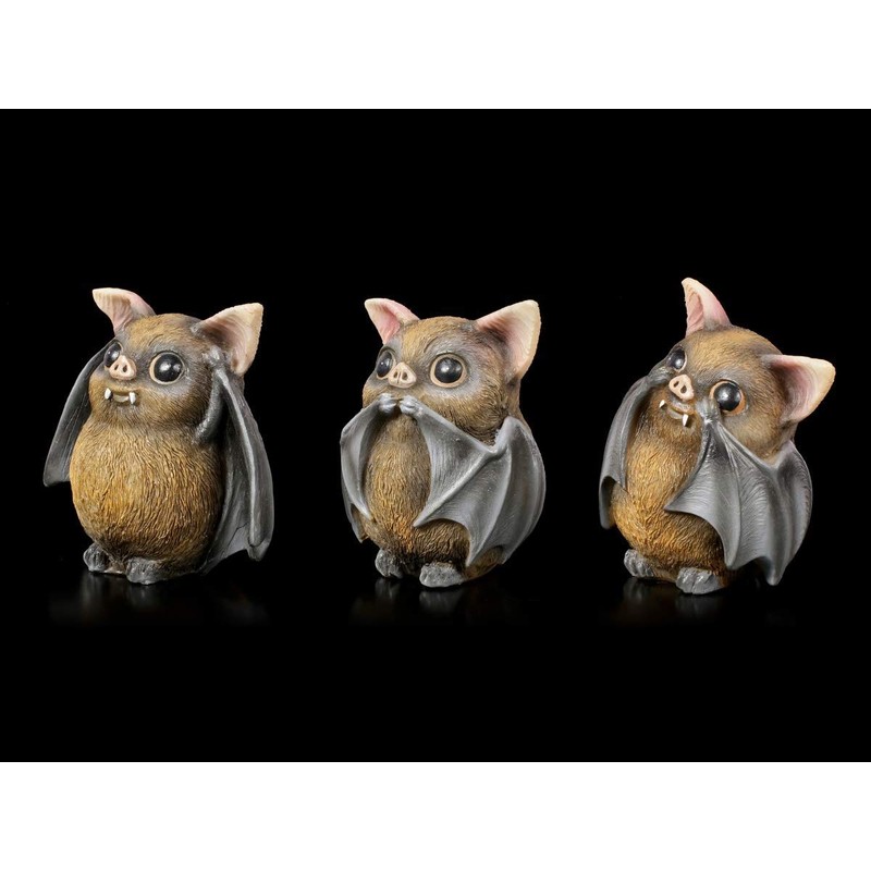 Three Wise Bat Figures - See Nothing, Hear Nothing, See